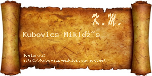 Kubovics Miklós névjegykártya